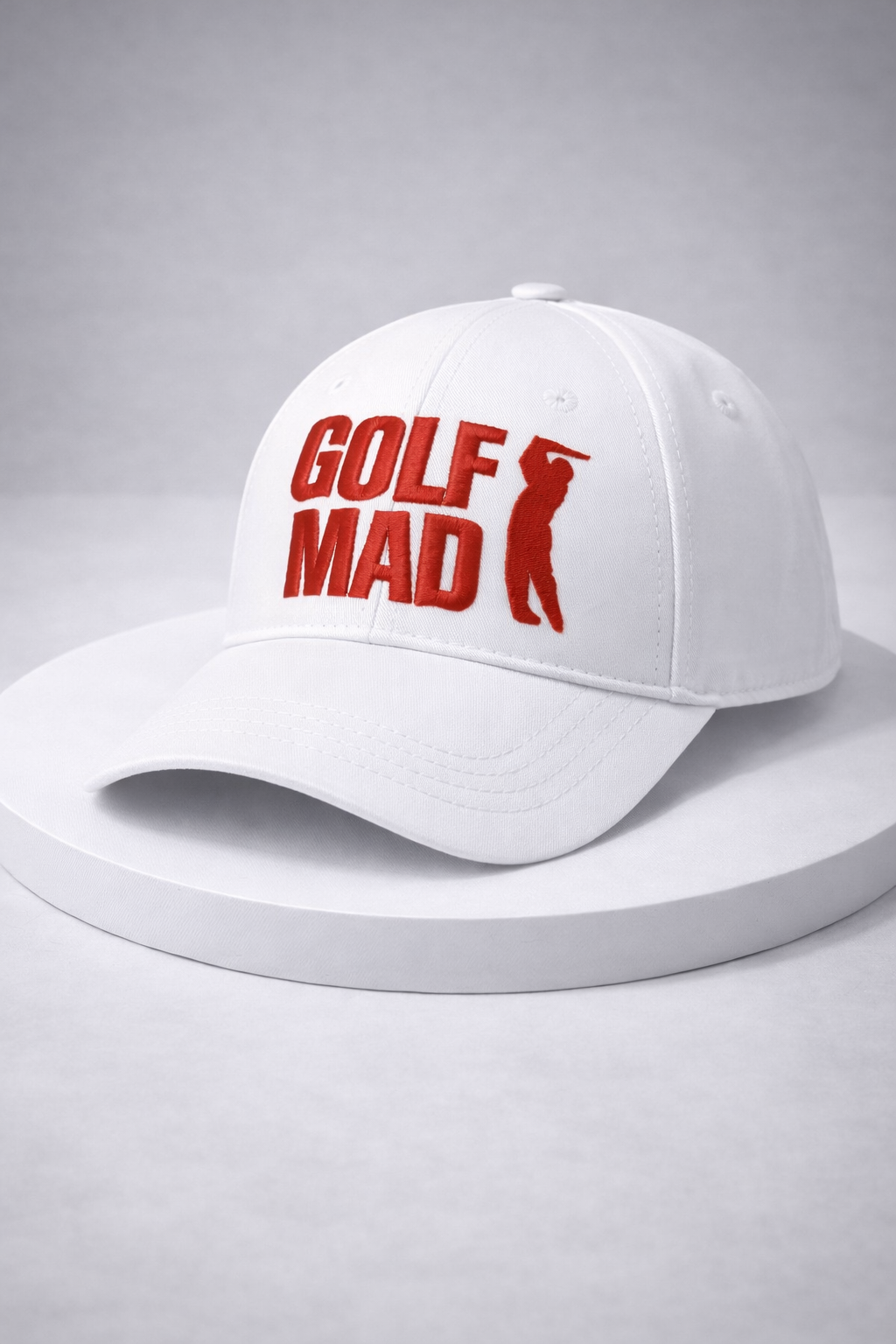White GOLF MAD embroidered cap